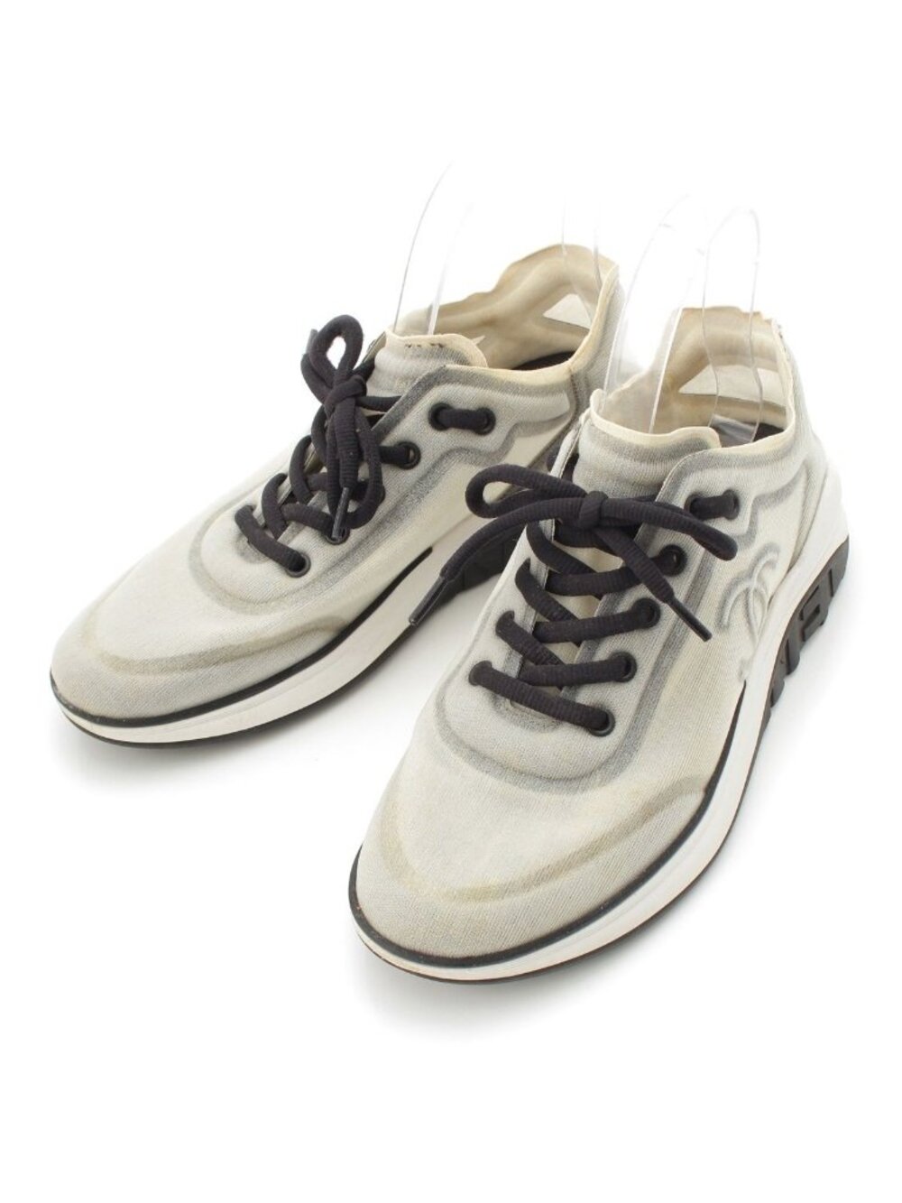 Chanel Fabric CC Logo Mesh Low-Top Sneakers Gray
